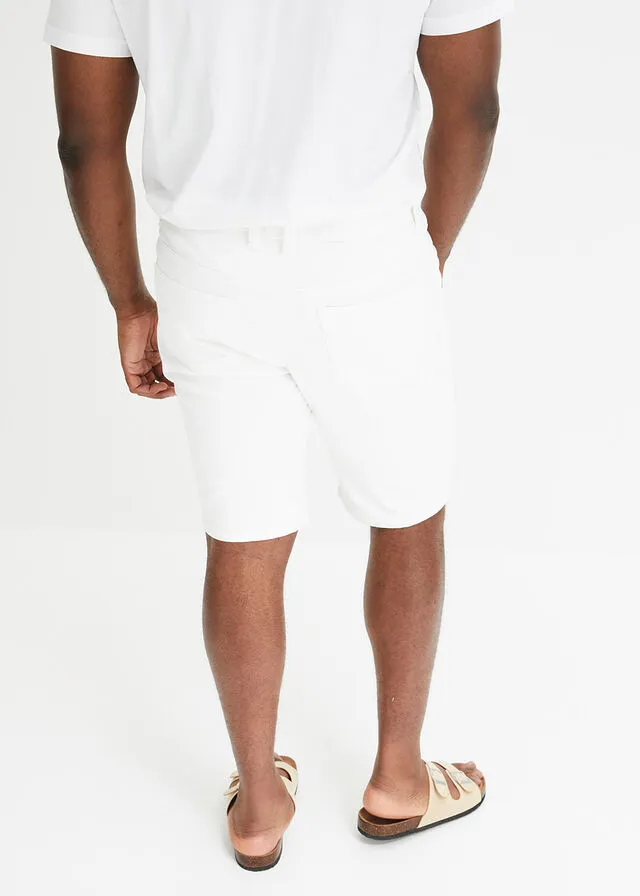 Bermudas vaqueras elásticas con corte normal (2 unidades) Denim claro + sarga blanca